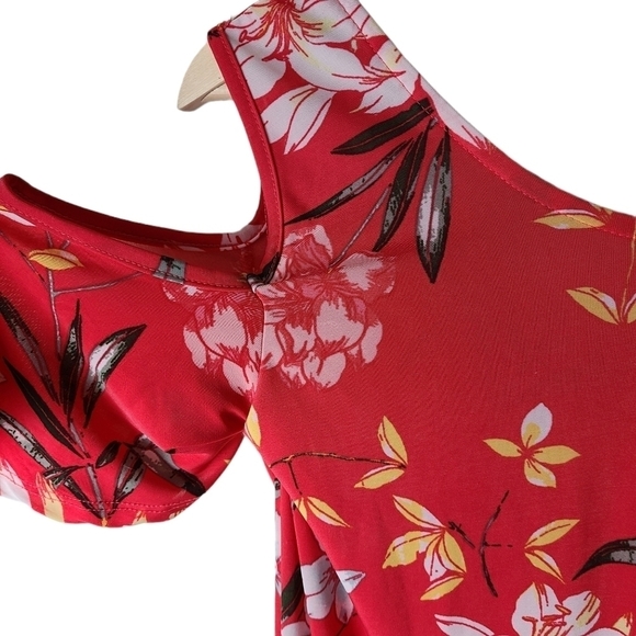 2 Dye 4 red yellow white floral maxi long flared dress - Picture 13 of 16